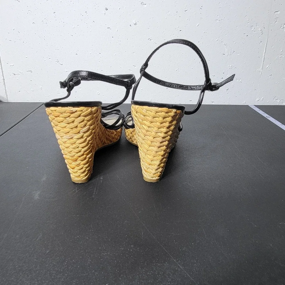Ann Taylor Womens Raffia Strappy Wedge Heels Size 8.5‎ Summer Neutral Date Night